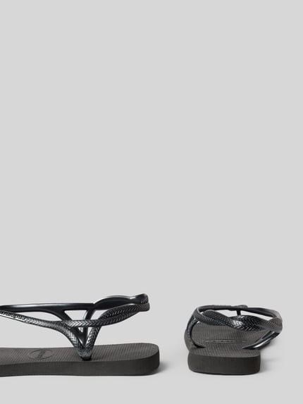 Productfoto, Sandalen met logodetail van Havaianas voor dames, afgeronde pasvorm, open hiel, teenslippers, hakhoogte 1 cm bij maat 39/40, zwart