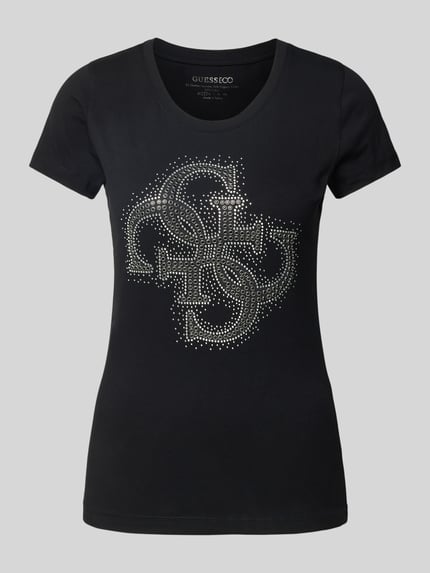 GUESS T-Shirt mit Strass- und Ziersteinbesatz Black 2