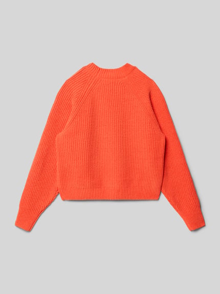 Garcia Sweter z dzianiny z okrągłym dekoltem i detalem z logo Jasnoczerwony 3