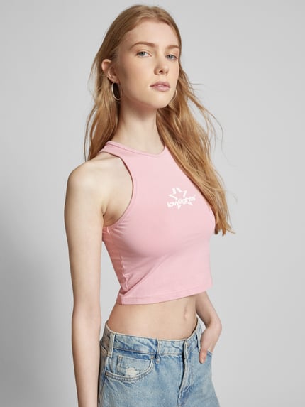 Low Lights Studios Korte top met labelprint, model 'SUPERSTAR' Roze - 3