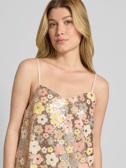 YAS Knielange jurk met pailletten, model 'LALEA' Roze - 3