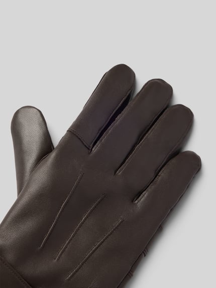Barbour Rękawiczki ze skóry bydlęcej nappa z zapięciem na patkę Ciemnobrązowy 3