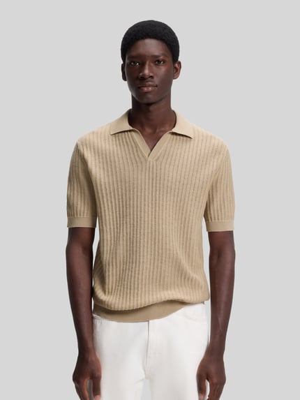 HUGO Koszulka polo o kroju regular fit z mieszanki bawełny i lnu model 'SEEMANT' Beżowy 4