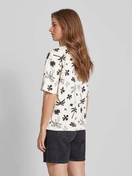 Jake*s Casual T-Shirt mit Allover-Muster Offwhite 5