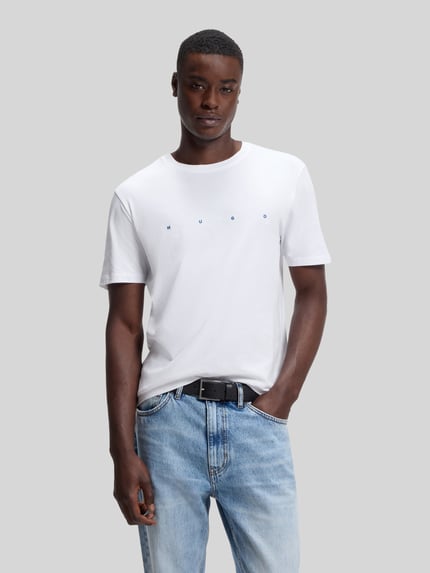 HUGO męski t-shirt o kroju regular fit z czystej bawełny Biały 4
