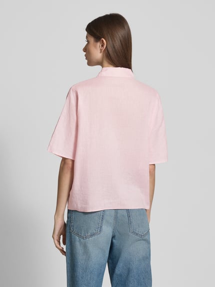 MANGO Boxy Fit Bluse aus Leinen-Baumwoll-Mix mit 1/2-Arm Modell 'PAI' Hellrosa 5