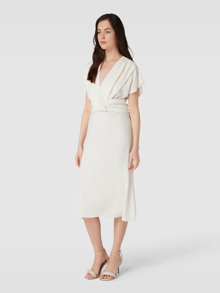 BOSS Midikleid mit V-Ausschnitt Modell 'Debasa' Offwhite 1