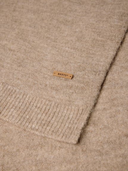 Produktfoto, beigefarbener Schal mit Label-Patch Modell 'Witzia' von Barts, weiche Textur, Damen Schal von Barts