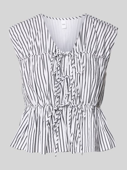 YAS Relaxed Fit Blusentop mit Schnürverschluss Modell 'EBBA' Offwhite 2