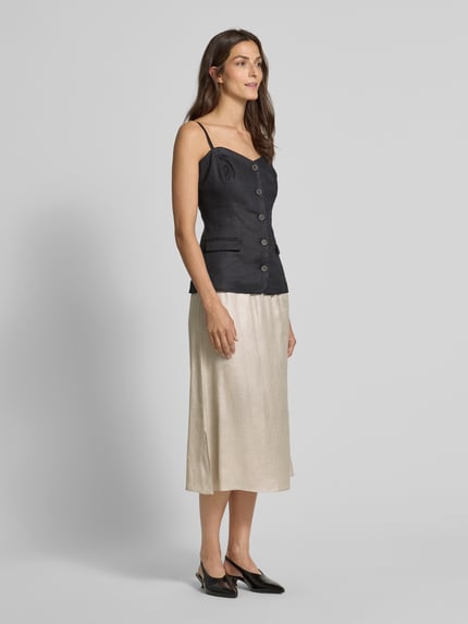 someday. Midirok van linnenmix met elastische band, model 'Oflow' Zand - 1
