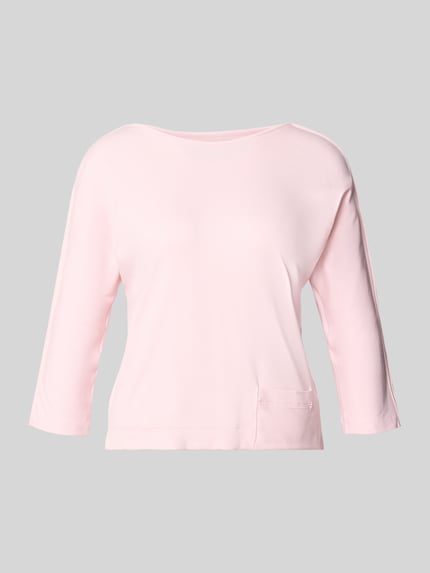 Produktfoto, damski t-shirt 'T-Shirt mit 3/4-Arm' od Marc Cain, mieszanka bawełny i elastanu, krój regular fit, okrągły dekolt, rękaw o dł. 3/4, długość tyłu 52 cm, jasnoróżowy, gładka faktura