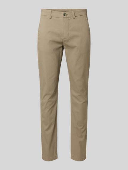 Produktfoto, Chino mit Eingrifftaschen von Lindbergh, beige, Slim Fit, Baumwoll-Elasthan-Mix, klare Konturen und glatte Textur.