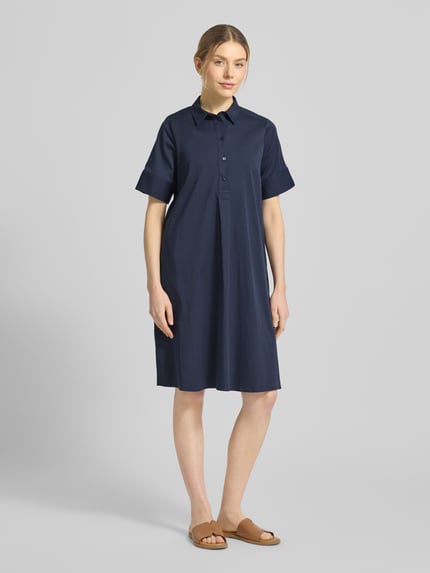 Milano Italy Knielanges Hemdblusenkleid mit Knopfleiste Marine 1