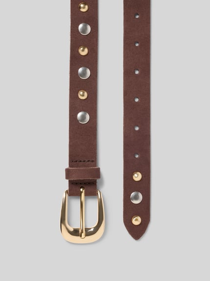 Productfoto, Gürtel met studs van Vanzetti in bruin suède, structuurpatroon, doornsluiting, breedte maat 80: 3 cm