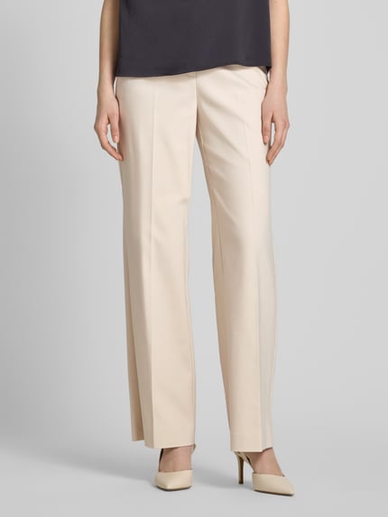 COMMA Straight leg stoffen broek met persplooien Zand - 4