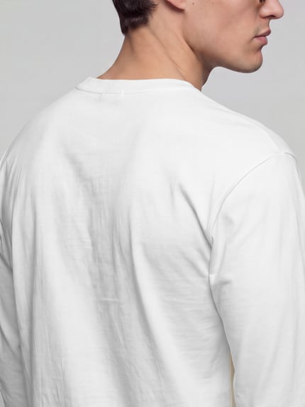 Marc O'Polo DENIM Langarmshirt mit geripptem Rundhalsausschnitt Weiss 3