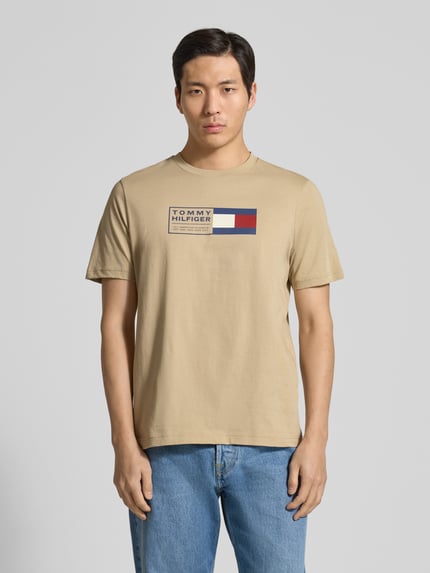Tommy Hilfiger Regular Fit T-Shirt aus reiner Baumwolle Beige 4