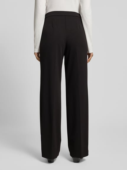 Stehmann Wide leg bandplooibroek met steekzakken, model 'Hillda' Zwart - 5