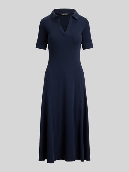 Lauren Ralph Lauren Sukienka o linii a casualowa z mieszanka bawełny Granatowy 2
