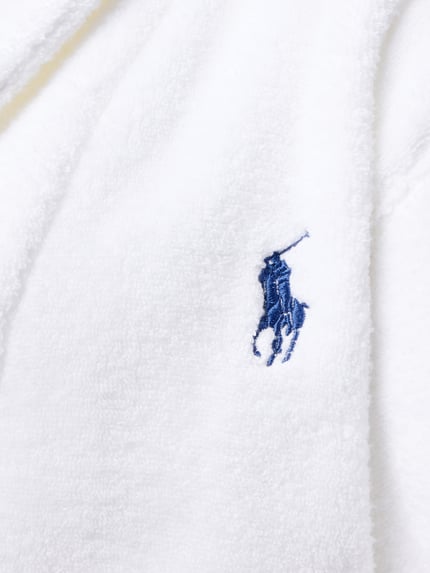 Produktfoto, Comfort Fit Bademantel aus reiner Baumwolle Modell 'ICONIC BEAR' von Polo Ralph Lauren in Unifarbe mit Logo-Stitching, Frottee-Struktur.