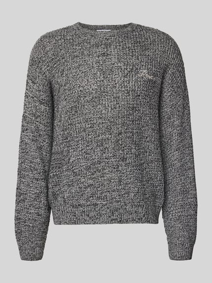 REVIEW Sweter z dzianiny z okrągłym dekoltem Jasnoszary melanż 2