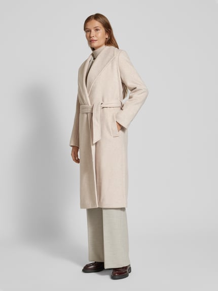 Selected Lange jas met tailleriem, model 'ROSA' Zand - 4