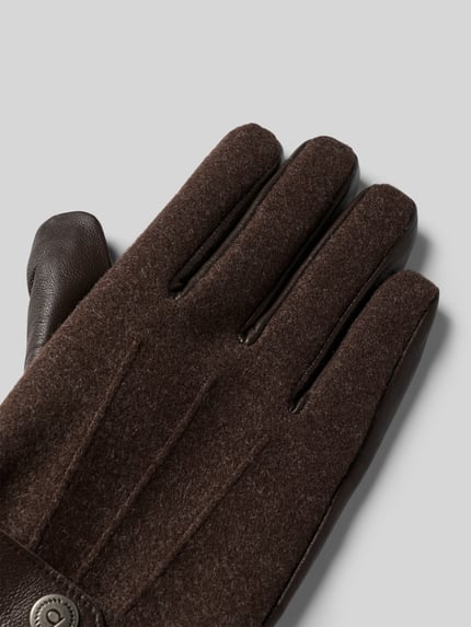 bugatti Handschuhe aus Schafsleder-Textil-Mix mit Riegel Dunkelbraun 3