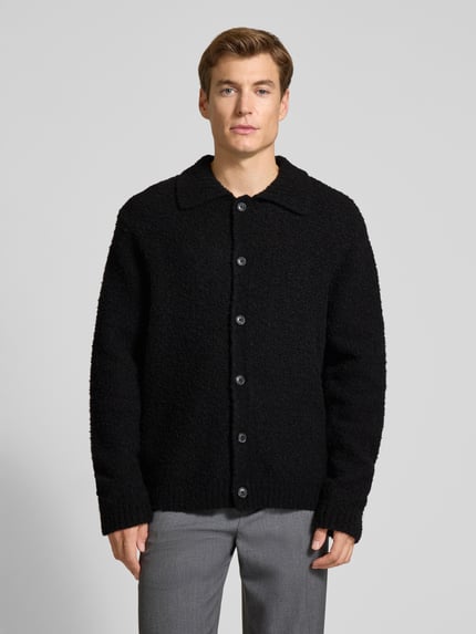 Selected Regular Fit Strickjacke aus Woll-Mix Modell 'LOYD' Black 4