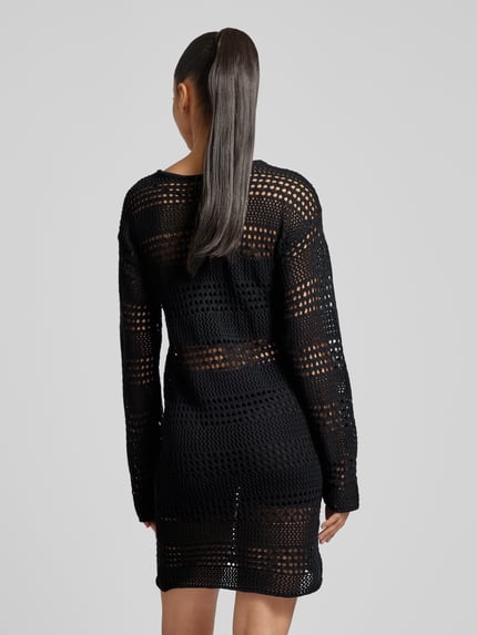 NOISY MAY® Knielanges Kleid mit Lochmuster Modell 'LAIKA' Black 5