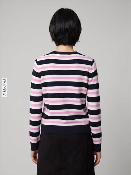 Jake*s Casual Regular Fit Pullover mit gestreiften Muster Dunkelblau 5