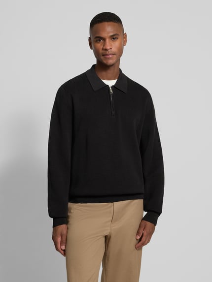 HUGO Relaxed fit gebreide pullover van puur katoen, model 'SAN PAULEY-C' Zwart - 4