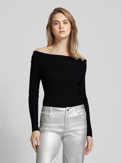 ONLY Off-Shoulder-Pullover in unifarbenem Design Modell 'BERTHA' Black 4