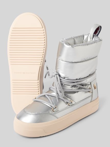 Tommy Hilfiger Veterlaarzen met labeldetail Zilver - 4