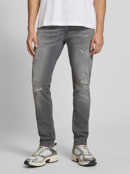 Replay Jeans o kroju slim fit z przetarciami model 'Anbass' Średnioszary 4