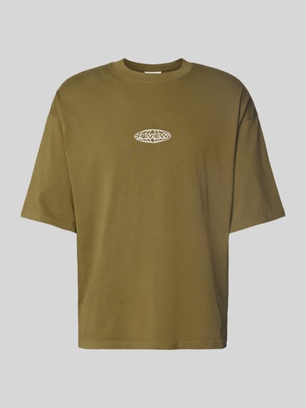 REVIEW Oversized T-Shirt mit Label-Stitching Oliv 2