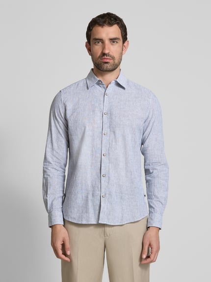 s.Oliver RED LABEL Regular Fit Freizeithemd aus Leinen-Baumwoll-Mix Blau 4