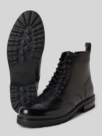 DIGEL Schnürstiefel aus Rindvelours mit Broguing Black 4