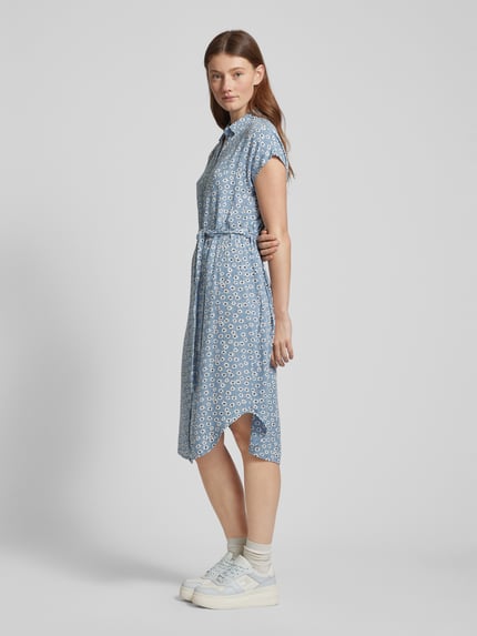 PIECES Midikleid mit Allover-Print Modell 'NYA' Bleu 1