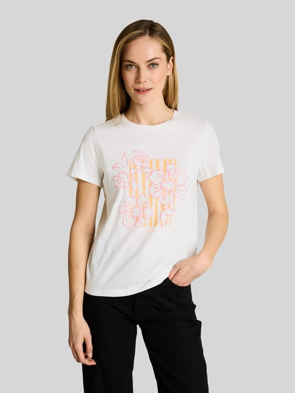 Tom Tailor Regular Fit T-Shirt aus reiner Baumwolle Weiss 4