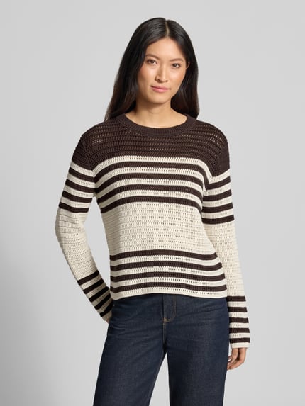 Brax Sweter o kroju relaxed fit z czystej bawełny model 'LESLEY' Ciemnobrązowy 4