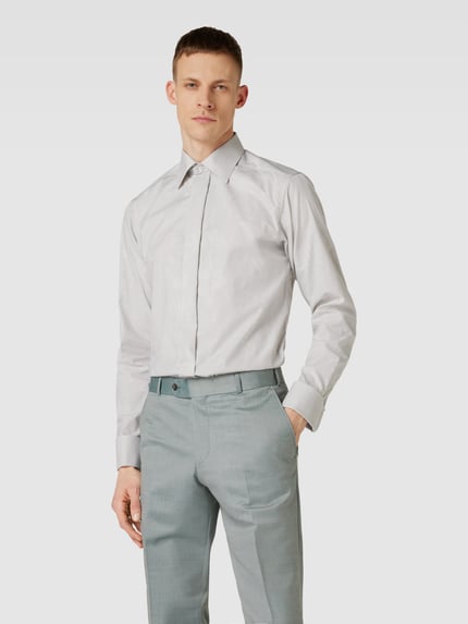 Eton Slim Fit Smokinghemd aus hochwertiger Baumwolle Modell 'FLORAL JACQUARD' Hellgrau 4