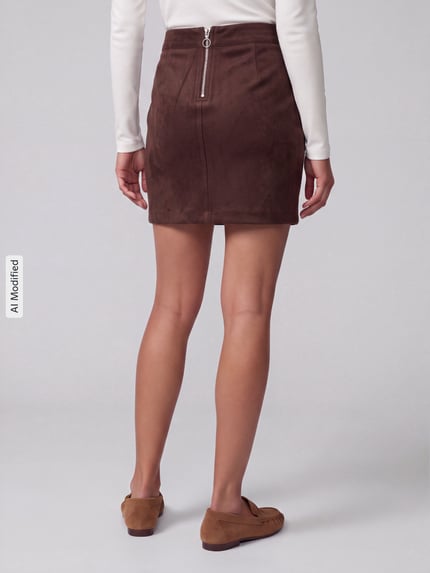 VERO MODA Ausgestellter Mini-Rock aus reiner Baumwolle Modell 'DONNADINA' Schoko 5