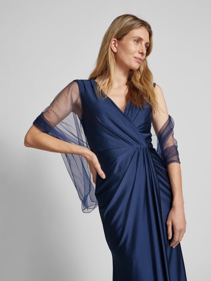 unique Avondjurk met plooien Marineblauw - 3