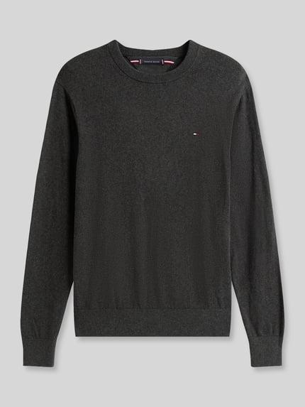 Tommy Hilfiger Sweter o kroju regular fit z mieszanki bawełny i kaszmiru Antracytowy melanż 2