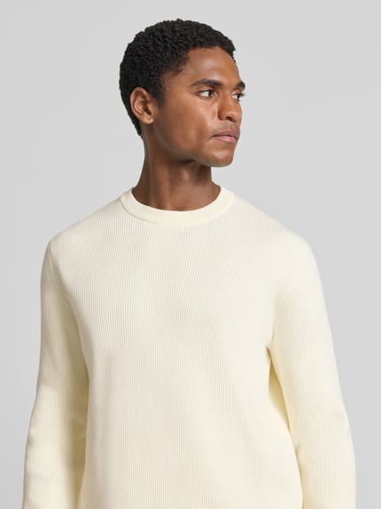 Lindbergh Slim Fit Strickpullover Baumwoll-Mix Offwhite 3