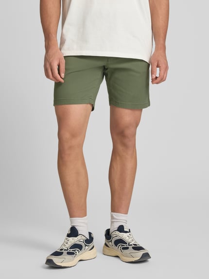 JACK & JONES Straight Fit Shorts mit abnehmbarem Gürtel Modell 'Adam' Oliv 4