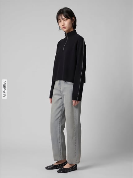 VERO MODA Loose fit pullover met schipperskraag model 'SABA' Zwart - 1