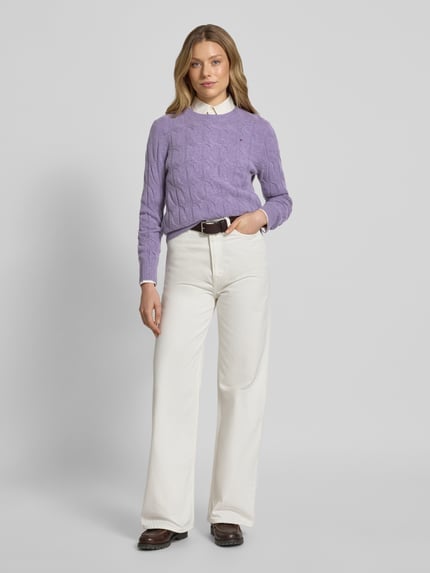 Tommy Hilfiger Sweter z dzianiny o kroju regular fit z czystej wełny Jasnofioletowy 1