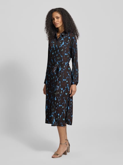 Milano Italy Hemdblusenkleid aus Viskose mit Bindegürtel Schoko 1
