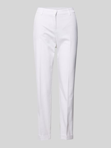 Produktfoto, Slim Fit Chino aus Baumwoll-Mix Modell 'KARINA' von Cambio in Weiß, unifarben, Popeline mit Gürtelschlaufen und Eingrifftaschen